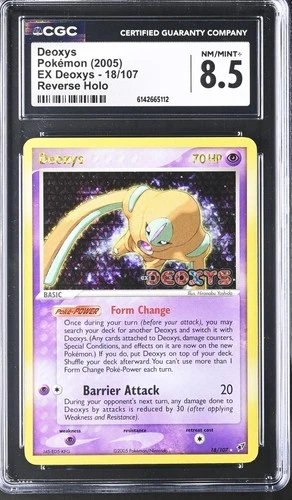 CGC 8.5 NM/MINT+ Deoxys 18/107 EX Deoxys Reverse Holo Stamped Pokemon Card