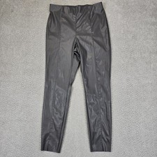 H M Grey Faux Leather Leggings Pull-On Stretch Women Size 12
