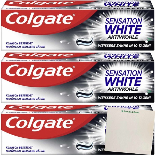 Colgate Sensation Weiß Aktivkohle Zahnpasta 3Er Pack 3X75Ml Packung Usy Block-image