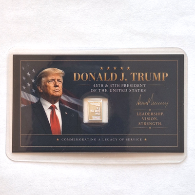 #ad Donald Trump Tribute Card w Genuine 1g Valcambi Suisse .999 Fine Silver Bar $9.56