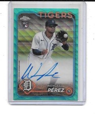 2024 TOPPS CHROME WENCEEL PEREZ RC AUTO AQUA REFRACTOR AUTOGRAPH # 50/199 TIGERS