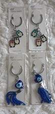 Lot Of 4 Key Chains 2 Owl 2 Glass Blue Evil Eyes