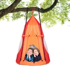 40" Kids Hanging Chair Swing Tent Set Hammock Nest Pod Seat Orange