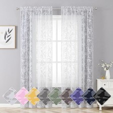 2 Panels White Sheer Curtains 72 Inch Length for Bedroom Door Window Drapes