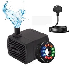 GERUI Small Water Feature Pump with 12 LED Lights Small Submersible Water Pump