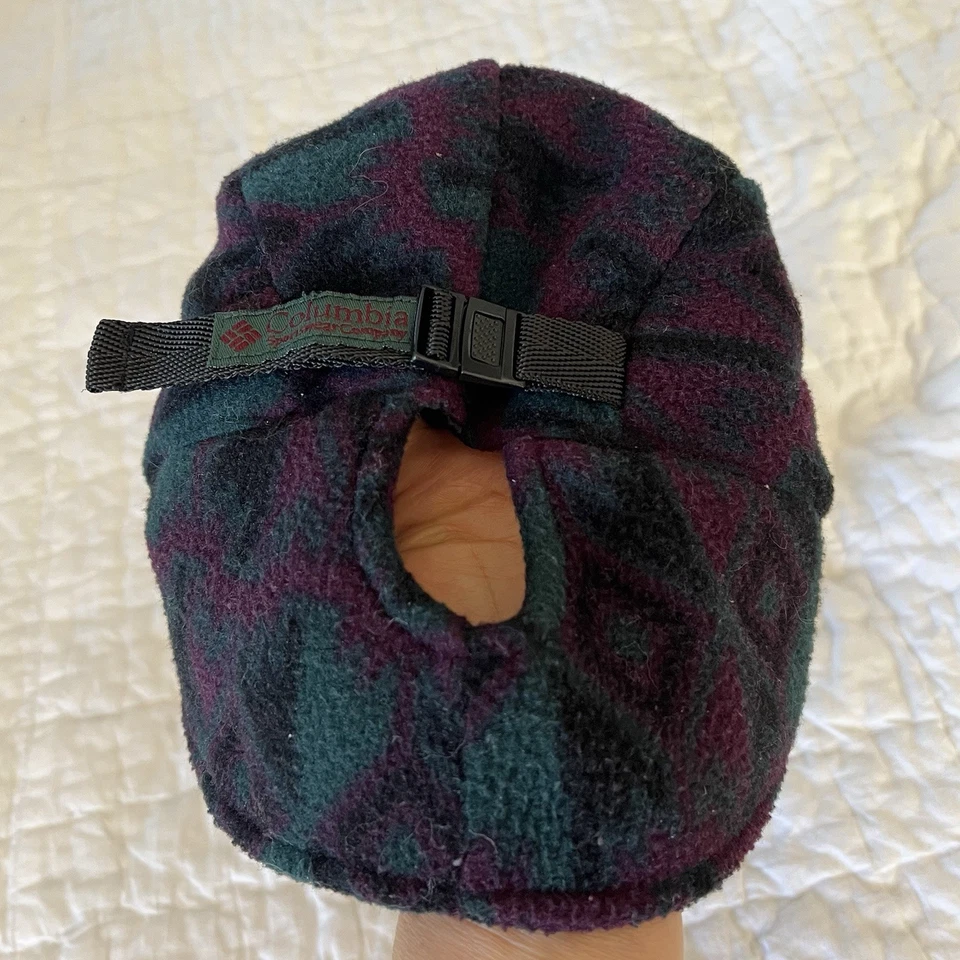 Vintage Columbia Aztec Fleece Hat S/M Ear Flaps Brim Adjustable Southwestern USA - Image 3 of 4