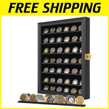Elegant Lockable Coin Holder with UV Protection - Ideal for Collectibles, Black