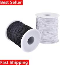 Sturdy 1mm Elastic Beading Cord for Jewelry Making - 2 Rolls of 55 Yards Each