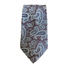 Bert Pulitzer Mens Paisley Silk Tie Classic Burgundy Navy Collectors Edition