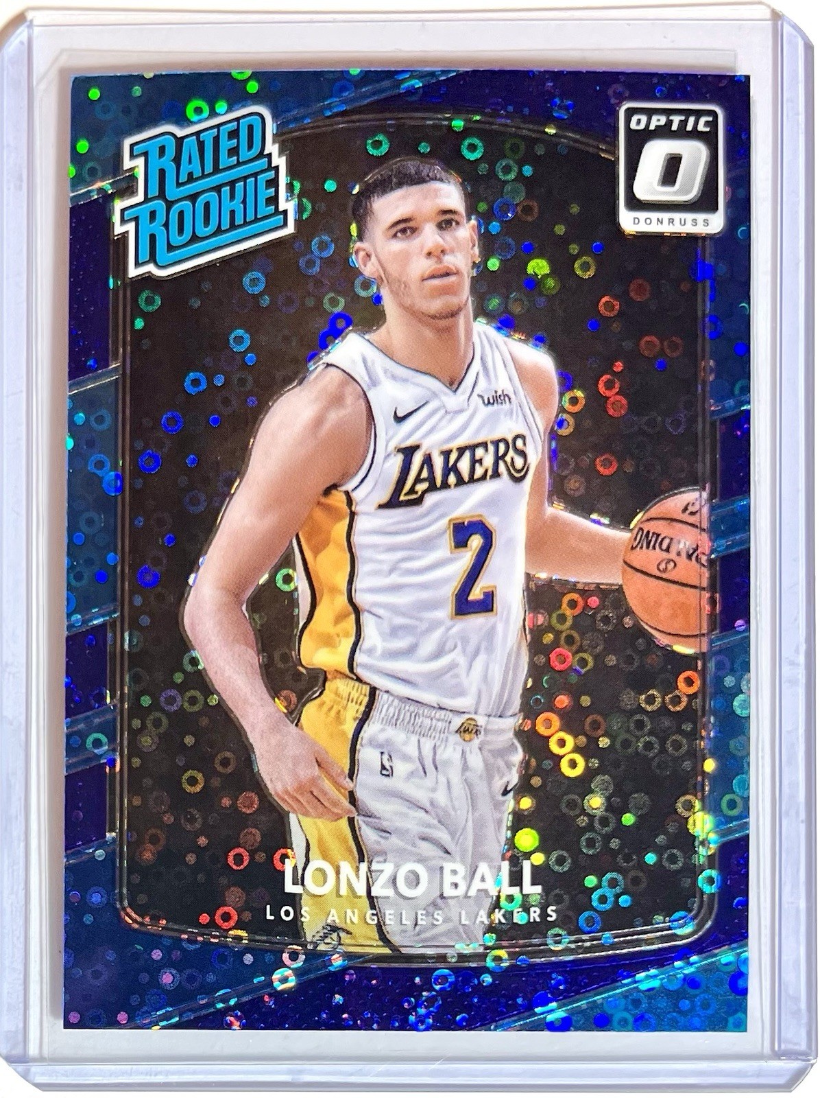Lonzo Ball ROOKIE CARD RC 2017-18 Donruss Optic Fast Break PURPLE PRIZM /155