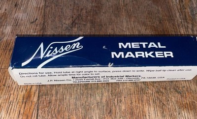 Nissen Metal Paint Marker 1/8   White Brand New In Box See Photos NIB NOS