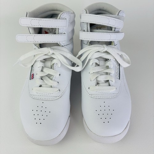 Retro Reebok Classic Freestyle Hi Top White US 6 Sneaker Shoes Lace Up Hook Loop - Picture 4 of 11