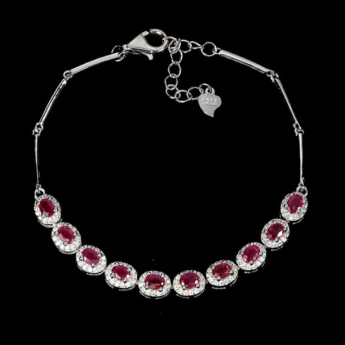 Summer 925 Silver Bracelet Oval Ruby 4x3mm Natural Gemstone Jewelry 7 - Picture 2 of 14