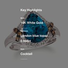 Le Vian 14K White Gold Cocktail Ring 3.20 cts London Blue Topaz Diamond Size 7 — photo 2