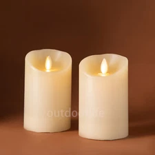 Luminara Flameless Pillar Wax Candles Moving Wick Battery Ivory vory 3 x 4.5 in