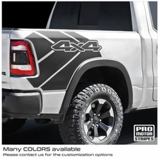 Dodge Ram 1500 Rebel 2019-2023 Rear Quarter Bed Decal 4x4 Stripe Choose Color