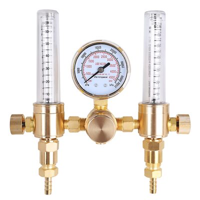 Dual Output Argon Regulator Flow Meter for TIG MIG Welding 0-60CFH 0-4500PSI CGA