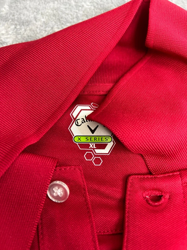 Callaway X Series Polo Shirt Mens XL Red Golf Shoulder Stripe - Image 3 of 4
