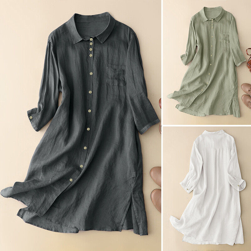 Spring Women Button Down Long Sleeve Loose Casual Side Slit Spring Women Button Down Long Sleeve Loose Casual Side Slit