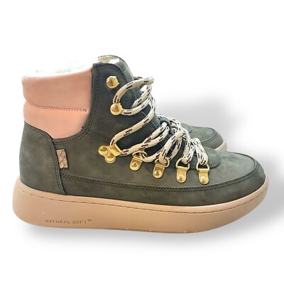 Woden Scandinavian Iris Nubuck Green Rose Womens Sz (37