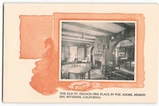 Postcard Fire Place in the Adobe, Mission Inn, Riverside, Calif VTG VPC02.
