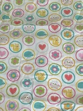 KIDSLINE by DENA FITTED CRIB SHEET multi-color Animals Hearts Flowers and Dots