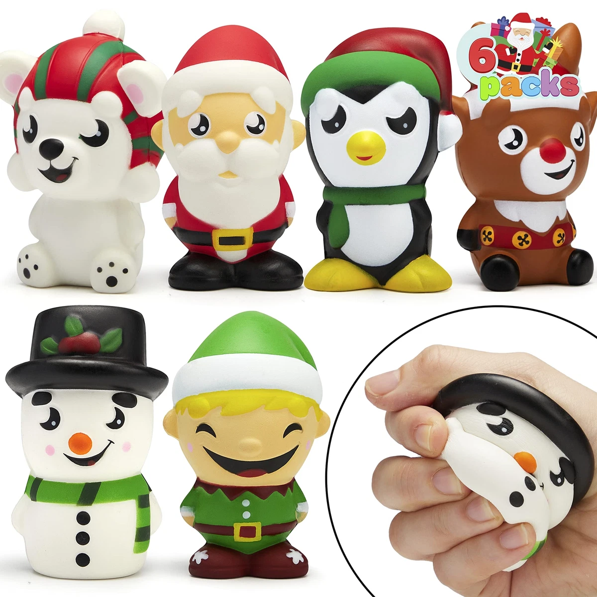6 Pack Christmas Themed Squishy Toys Slow Rising Stress Relief