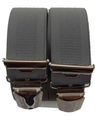 elegante Herren Hosenträger grau mit 4  extra starke ABC-Clips, 35rm breit