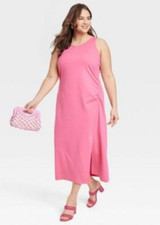 A New Day Pink Ponte Side Ruche Maxi Dress 4X NEW