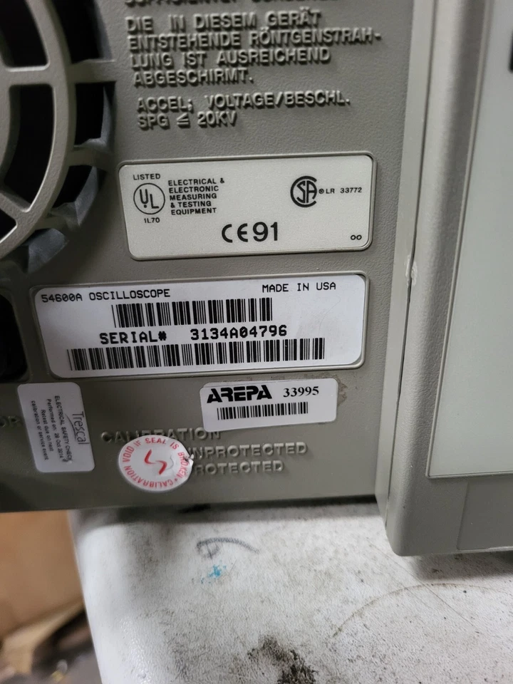 HP AGILENT 54600A 100MHZ 2 CHANNEL OSCILLOSSOPE W/ 54650A HP-IB INTERFACE MODUL - Image 4 of 4