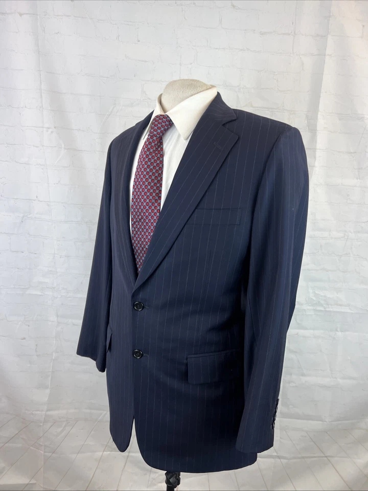 Paul Stuart Men's Dark Navy Blue Striped Blazer 40R $1,295 - Image 3 of 4