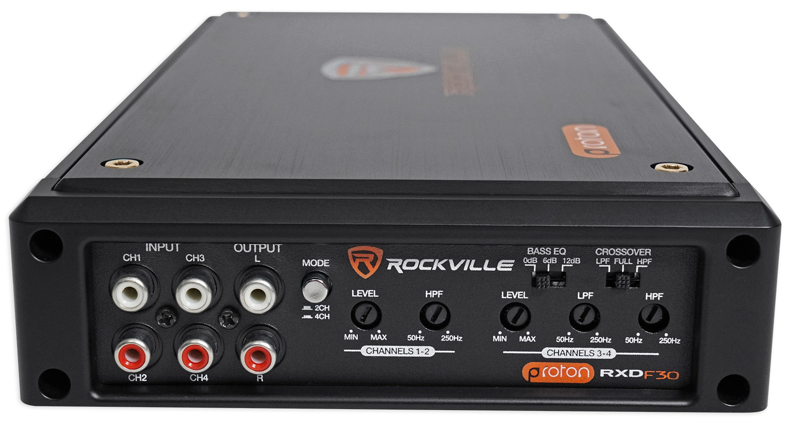 Автомобильный квадроцикловый усилитель Rockville RXD-F30 Micro мощностью 2400 Вт пиковый 4 канала 4x150 Вт Комплект усилителей