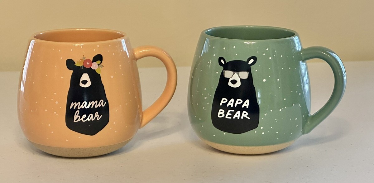 Caribou Coffee Mama Bear and Papa Bear Mug Set of 12 oz