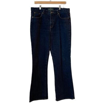 Lauren Ralph Lauren Jeans SZ 12 Bootcut Dark Wash Stretch Button Back Pockets