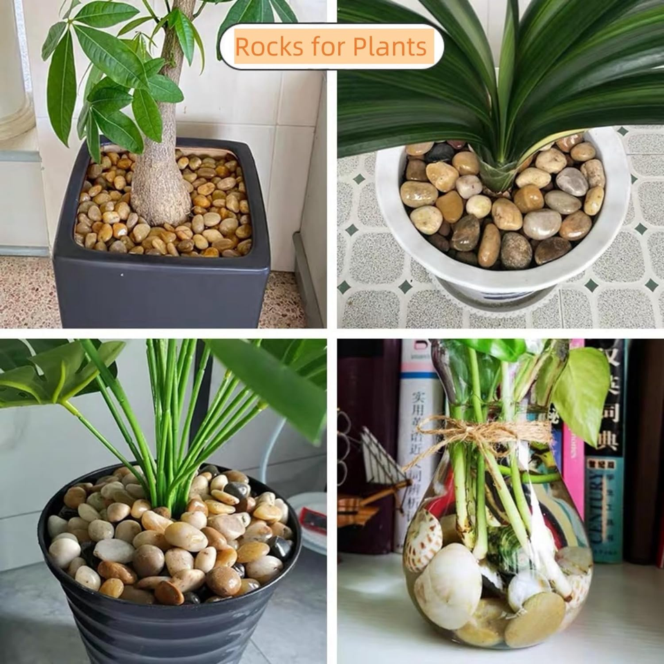 Pebbles Polished Gravel, Small Mixed Color Natural River Rocks