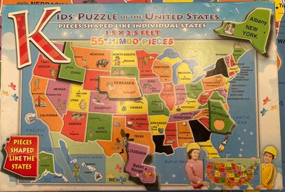 Jigsaw puzzle "Kids' Puzzle of the United States" shaped pieces 1.5x2.5 ...