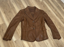 Gimo's Women's Soft Brown Leather Jacket Sz 44 Us 8 Unlined Lightweight Italy
