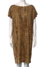 Tory Burch Brown Snakeskin 100% Silk Shift Dress W/ Short Sleeves, Size Medium