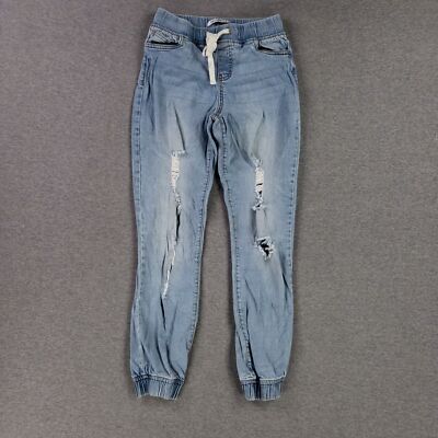 Celebrity Pink XS Denim Jogger Elastic Waist Cuffs Drawstring Light Wash Boyfrie