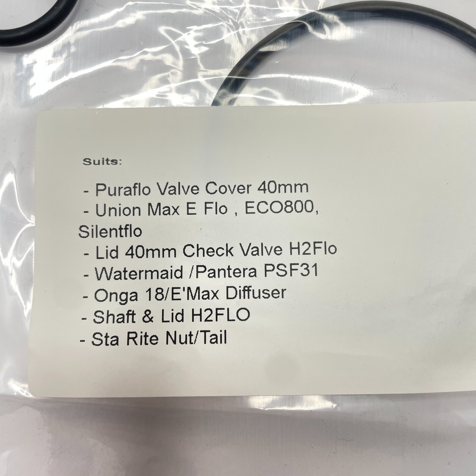 Puraflo 2 or 3 Way Valve 40mm Gasket Kit PV19 O'Ring Valve Seal Genuine