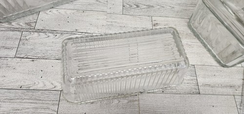 VTG Anchor Hocking 1932 Design Ribbed Glass Loaf Refrigerator Dishes w/Lids READ - Picture 10 of 18