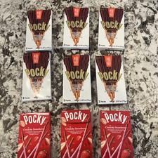 (9-pak) 6 GLICO Japan Ultra Slim Chocolate Pocky Biscuit Cookie Sticks, 3 słomki