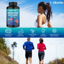 Magnesium Glycinate Capsules 500mg Non GMO for Supports Normal Sleep , Calm Mood