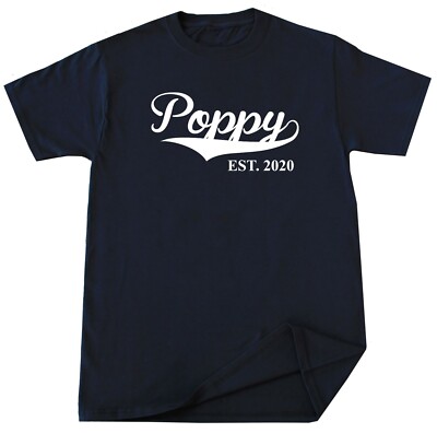 Poppy EST. 2020 T-shirt New Grandpa Pop Papa Birthday Christmas Fathers Day Gift