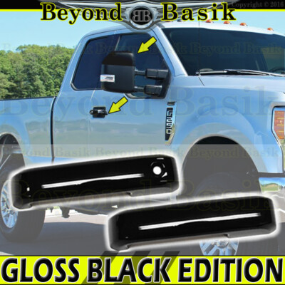 2017-2022 FORD F250-F550 Super Duty GLOSS BLACK 2 Door Handle COVERS+Top Mirrors