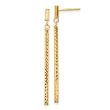 14k Yellow Gold Polished and Bar Drop and Dangle Earrings 1.12g for Mom