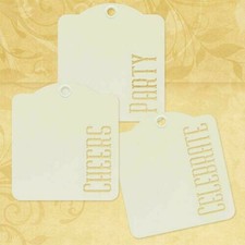 Graphic 45 Staples Square Stencil-Cut Cheers Party Celebrate Album Ivory Tags
