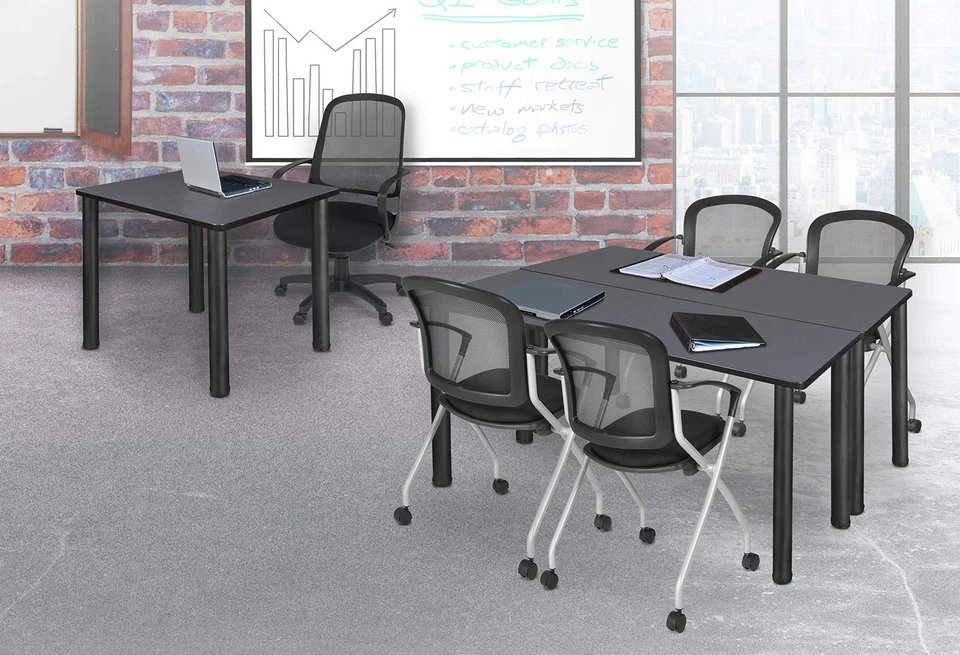 Kee 36" Square Breakroom Table- Grey/ Black - Image 3 of 4