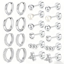 10Pairs Cartilage Earrings for - Hypoallergenic Surgical Steel Flat Back Stud...