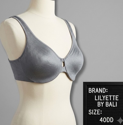 NWT Lilyette by Bali Keyhole Minimizer U/W Bra 40DD Silver Lining Slate 0904